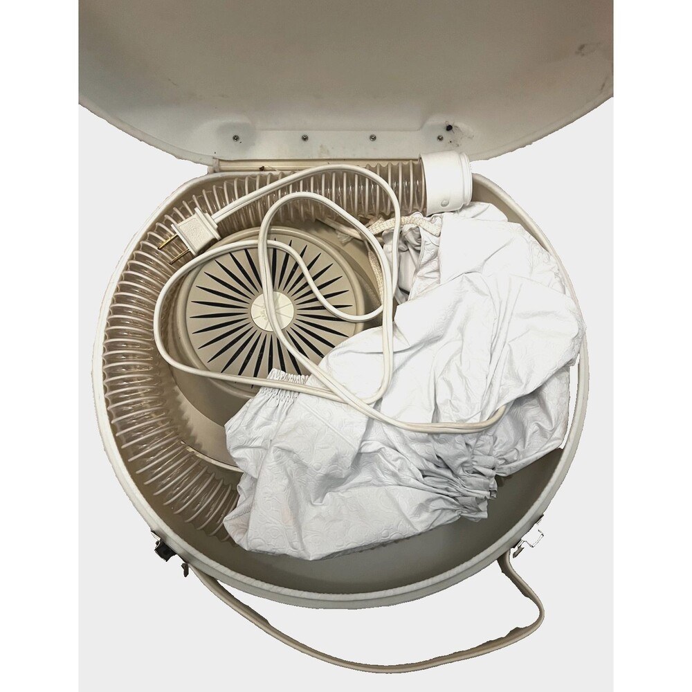 Vtg GE Bonnet Hair Dryer Portable Case Hooded Soft Cap Retro Beauty Salon Style